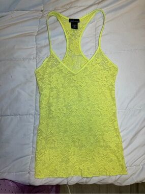 Moda International Neon Lime Lace Racerback Tank